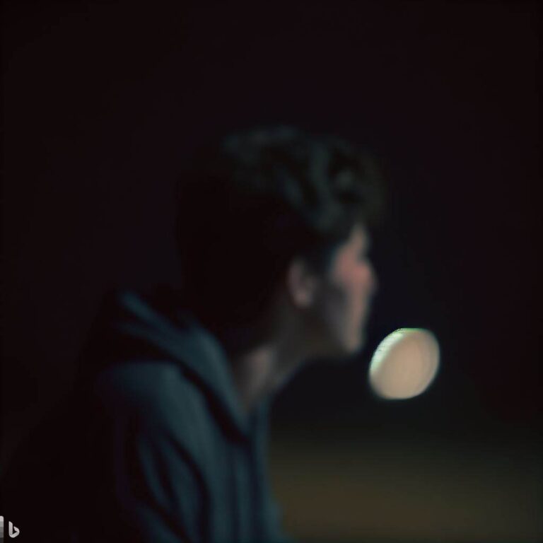 long distance shot of A person staring off into the distance with a worried expression, Overthinking, anxiety, introspection, self-reflection, mental health, Telephoto lens, Night, candid